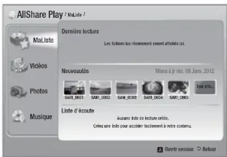 SAMSUNG HTE4530 - Utilisation de l'écran AllShare Play - 1