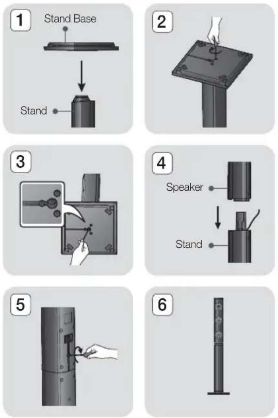 SAMSUNG HTE4530 - Installing the Speakers on the Tallboy Stand - 1