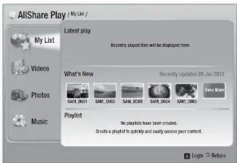 SAMSUNG HTE4530 - Using the AllShare Play Screen - 1