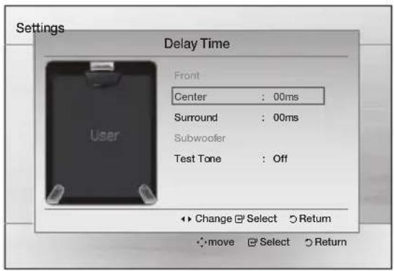 SAMSUNG HTE330 - Setting up the Speaker Delay Time - 1