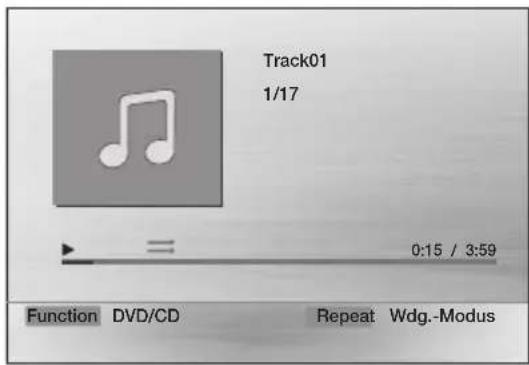 Track01 1/17 0:15 / 3:59 Function DVD/CD Repeat Wdg.-Modus
