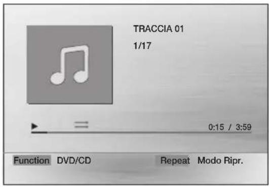 TRACCIA 01 1/17 0:15 / 3:59 Function DVD/CD Repeat Modo Ripr.