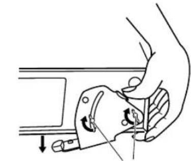 YAMAHA AVS77 - Senken Sie die Halterung ab, so dass sich die Frontlautsprechereinheit in einer ebenen Position befindet, undziehen Sie die Schrauben dann fest. - 1