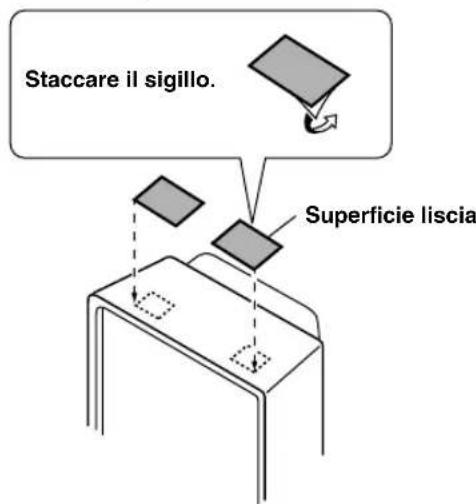 YAMAHA AVS77 - Staccare il sigillo del bloccaggio con la superficie liscia ed applicare alle posizioni determinate al punto 2. - 1