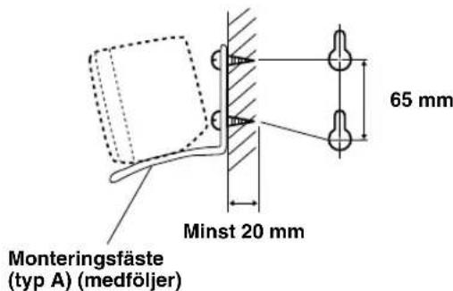 YAMAHA AVS77 - Skruva fast två utstickende skruvar (med en diameter pa ca. 4 mm; finns i handeln) pa det ställe i vöggen)där den bakre högtalaren sca hängas upp, och montera sedan fästet pa de utstickende skruvarna. - 1
