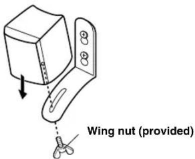 YAMAHA AVS77 - Attach the speaker to the bracket using the provided wing nut. - 1
