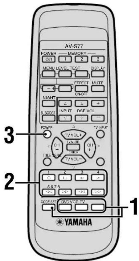 YAMAHA AVS77 - Inställning av fabrikatkoder - 1