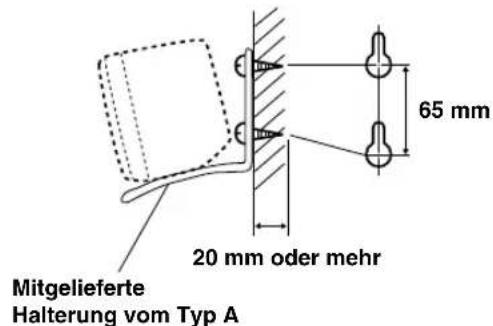 YAMAHA AVS77 - Befestigen Sie zwei im Handel erhältliche Schrauben (von etwa 4 mm Durchmesser) an der gewündsten Stelle an der Wand, und montieren Sie die Halterungen dann an den Schrauben. - 1