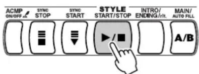 YAMAHA Portatone PSR450 - Appuyez sur la touche [START/STOP] pour lancer la reproduction des pistes rythmiques du style sélectionné. Appuyez de nouveau sur la touche [START/STOP] pour arrêter la reproduction. - 1
