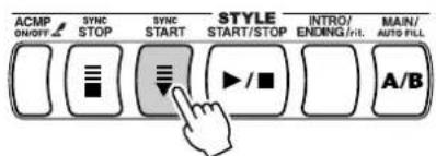 YAMAHA Portatone PSR450 - 4Lancez la fonction de début synchronisé. - 1