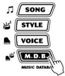 YAMAHA Portatone PSR290 - Appuyez sur la touche [M.D.B.] (MUSIC DATABASE). - 1