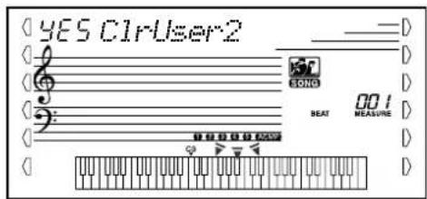 YAMAHA Portatone PSR350 - Appuyez sur la touche [1] de la fonction SONG MEMORY, tout en maintainant la touche [A] enforcée. - 2