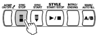 YAMAHA Portatone PSR350 - Appuyez sur la touche [SYNC STOP]. - 1