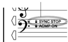 YAMAHA Portatone PSR350 - Appuyez sur la touche [SYNC STOP]. - 2