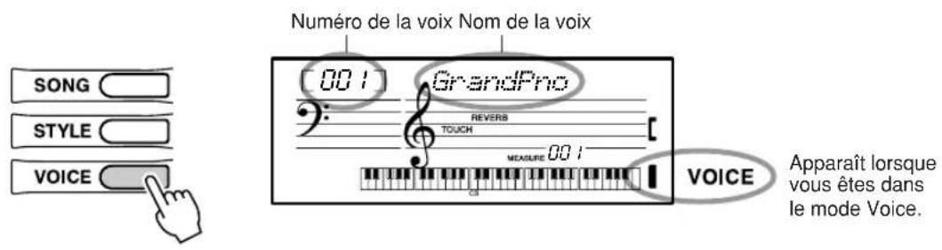 YAMAHA Portatone PSRE303 - Appuyez sur la touche [VOICE] (Voix). - 1