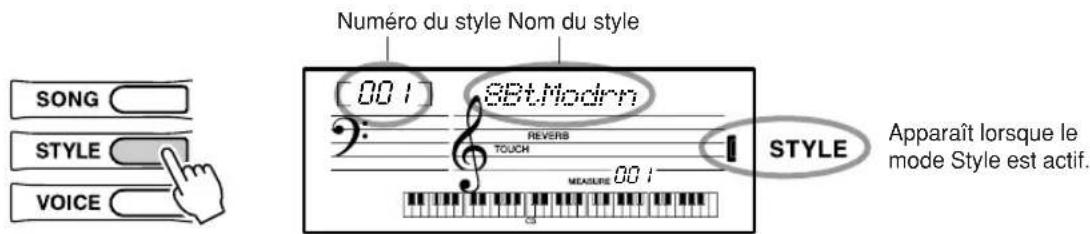 YAMAHA Portatone PSRE303 - Appuyez sur la touche [STYLE]. - 1