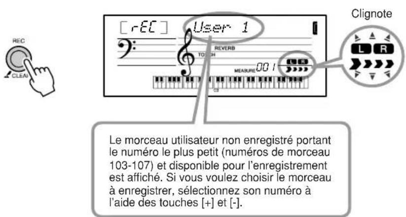 YAMAHA Portatone PSRE303 - Appuyez sur la touche [REC]. - 1