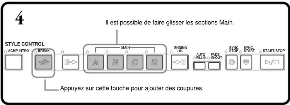 YAMAHA Portatone PSR2000 - La section Intro commence dès que vous jouez une note de la section d'accompagnement automatique du clavier, puis passe à la section Principale. - 3