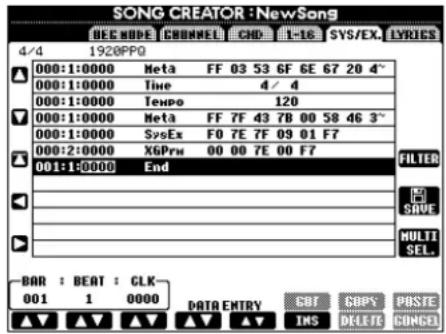 YAMAHA Portatone PSR2000 - Edition d'événements système — SYS/EX. (Exclusifs au système) - 1