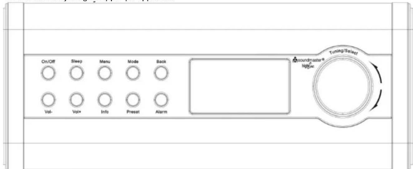 Soundmaster IR3000DAB - Liste over betjeningsknapper på apparatet - 1