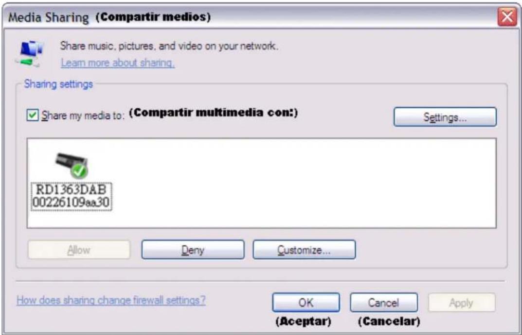 Soundmaster IR3000DAB - Compartir multimedia con Windows Media Player - 1