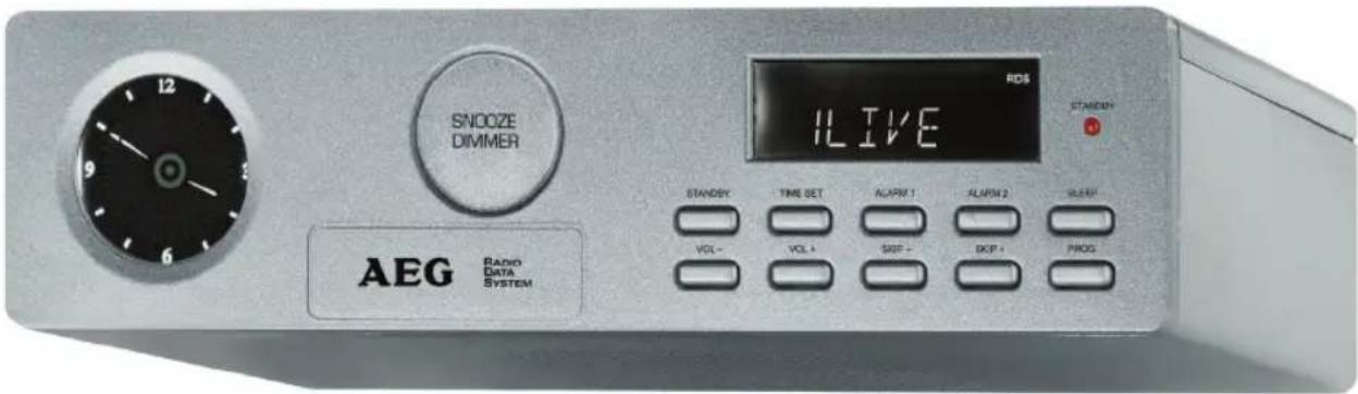 SNOOZE DIMMER ILIVE RD5 STANDARD AEG BANDO DATA SYSTEM STANDARD TIME SET ALARM 1 ALARM 2 VOL- VOL + SIDE - DCP + PICKS