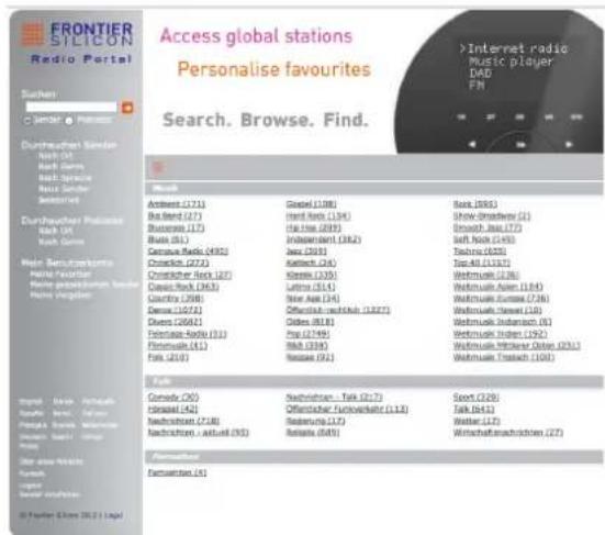 DUAL IR 7S - Vue d'ensemble du menu "Internet Radio" - 1