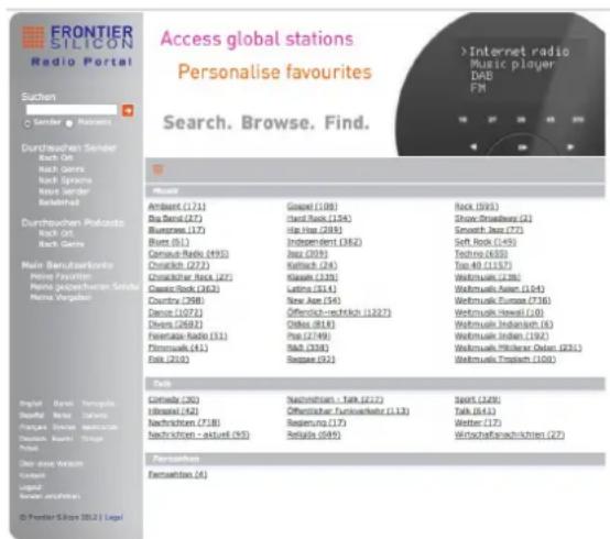 DUAL IR 7S - Descrizione generale del menu radio Internet - 1