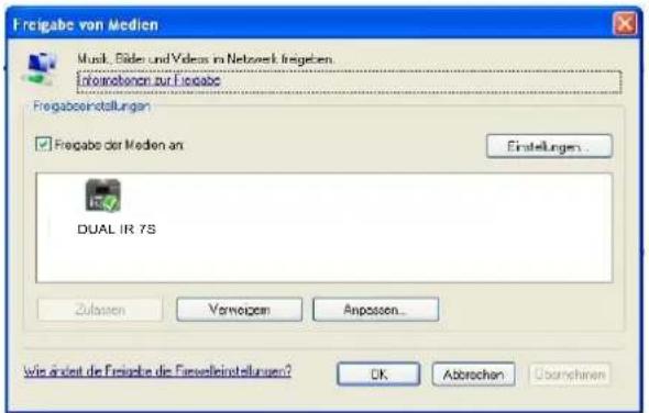 DUAL IR 7S - Media-Player als UPnP-Server verwenden - 2