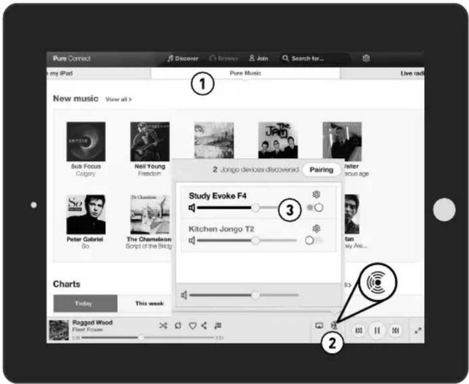 PURE Evoke F4 with Bluetooth - Selecting Evoke or other Caskeid compatible device in the Pure Connect app - 1