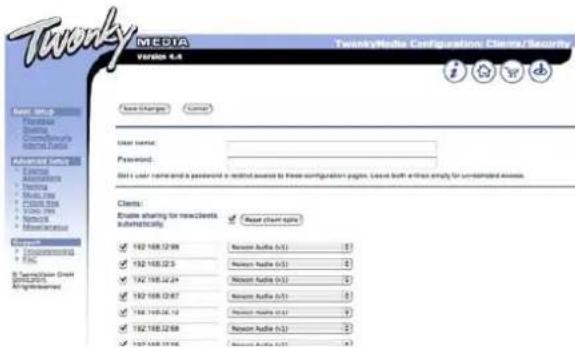 Noxon IRadio for iPod - Interface Web - Clients / Sécurité - 1