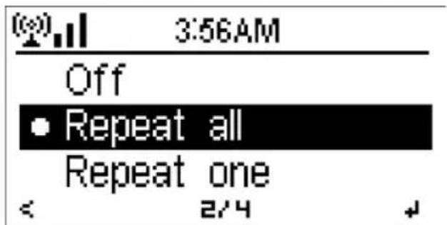 (0) 3:56AM Off • Repeat all Repeat one < 2/4