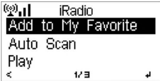 (x) iRadio Add to My Favorite Auto Scan Play < 1/3