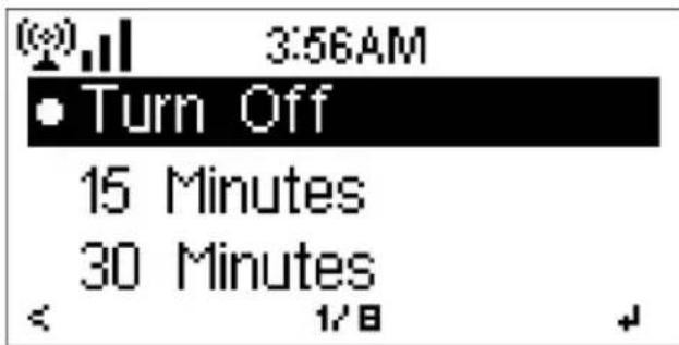 (○) 3:56AM • Turn Off 15 Minutes 30 Minutes < 1/8