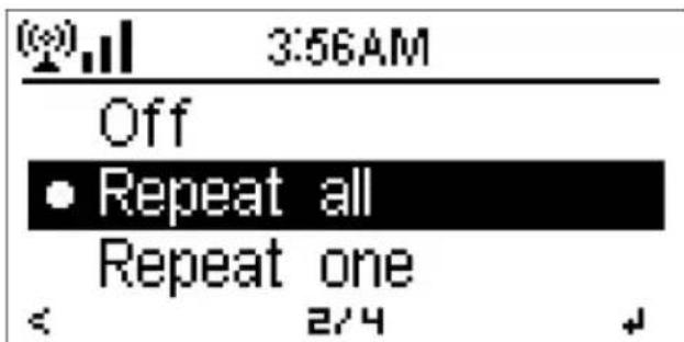 (0) 3:56AM Off • Repeat all Repeat one < 2/4