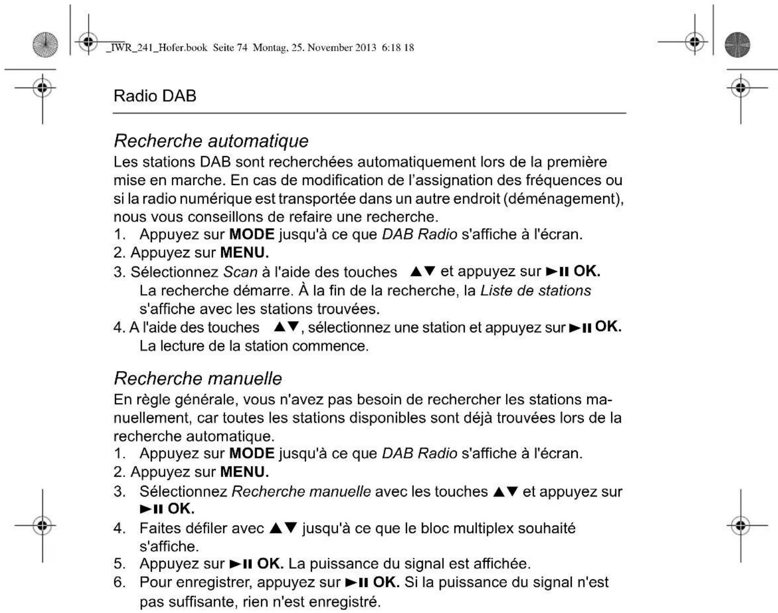 Terris IWR 241 - Mémorisation des stations DAB sous FAV - 1