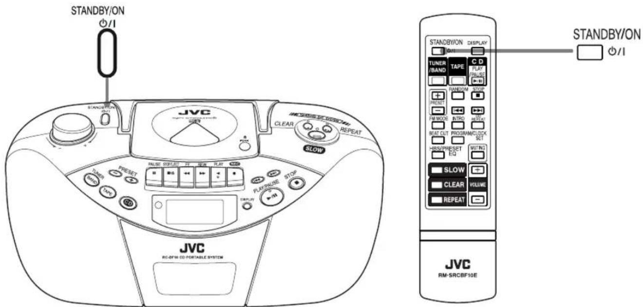 JVC RCBF10 - Het apparaat in/uitschakelen - 1