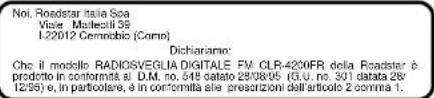 ROADSTAR CLR4200 - SPECIFICHE TECNICHE - 1