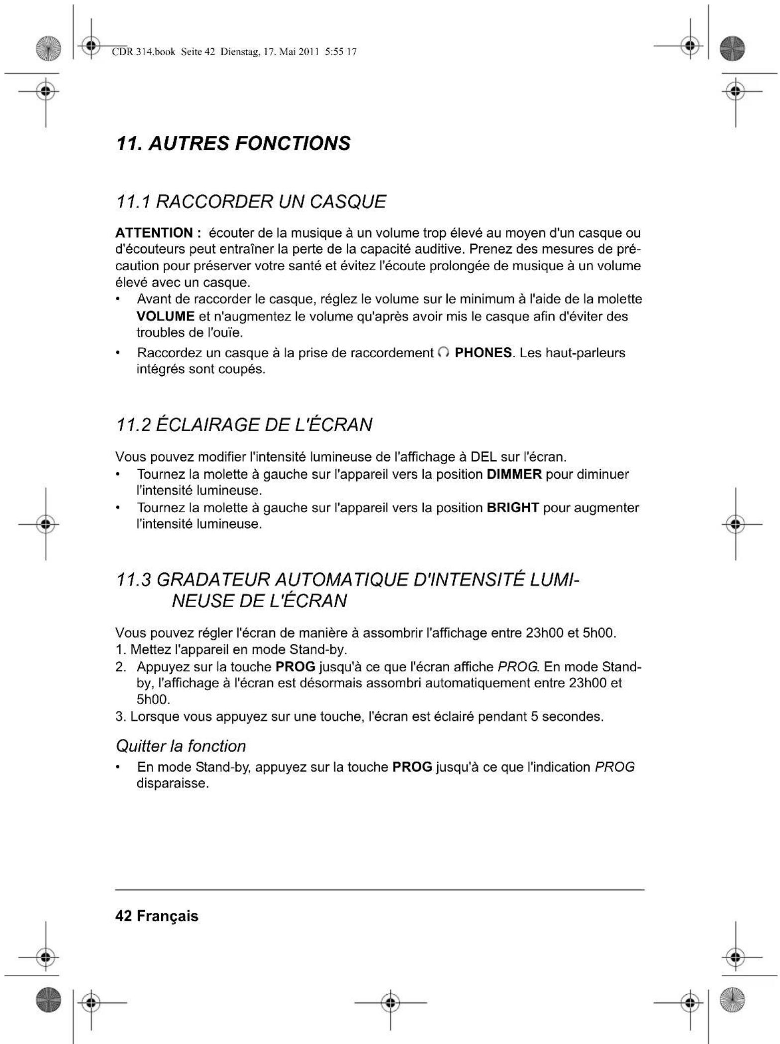 Tevion CDR 314 - RÉGLAGE DE L'HEURE DE RÉVEIL - 1