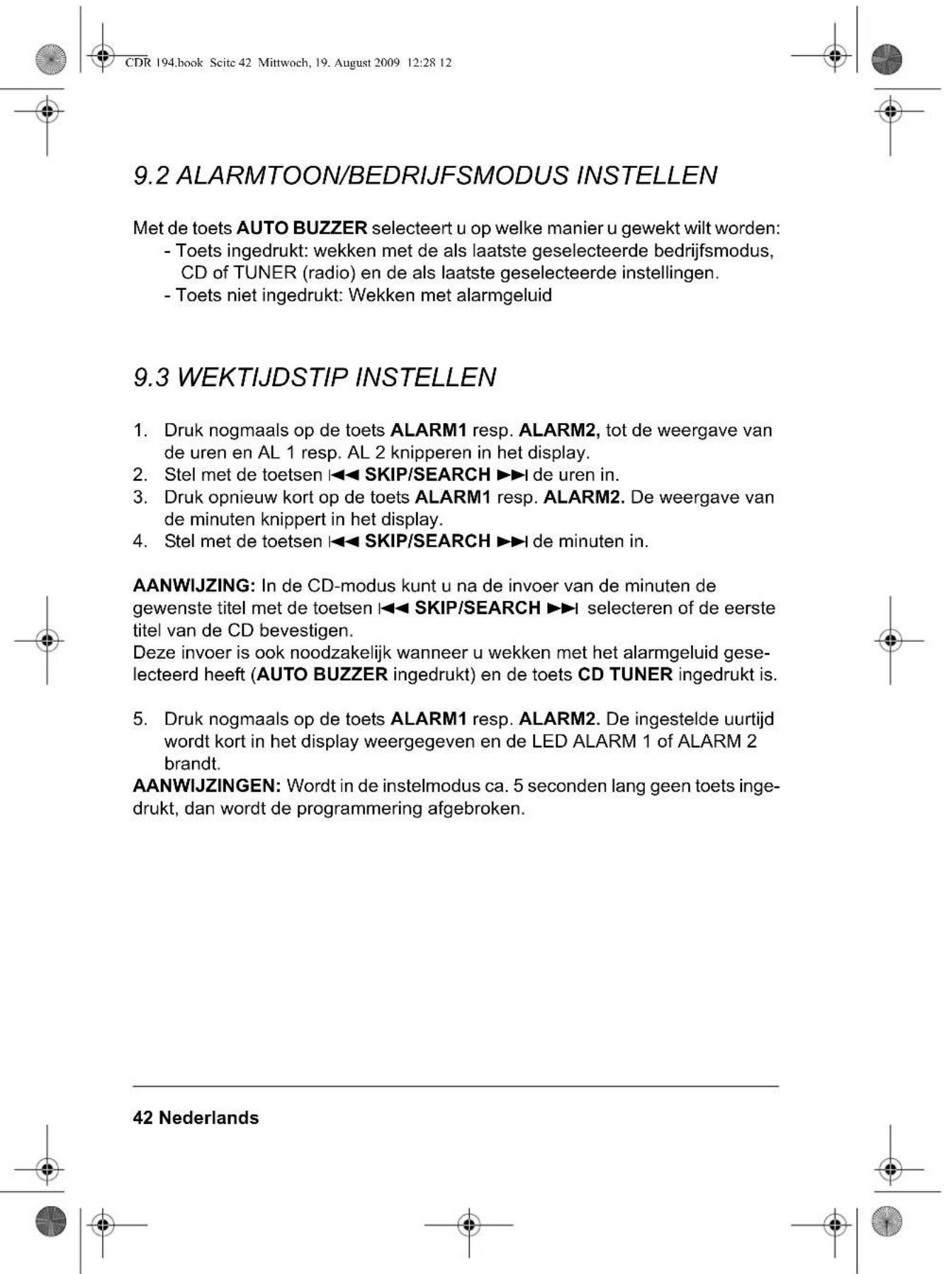 Terris CDR 194 - ALARM IN- OF UITSCHAKELEN - 5