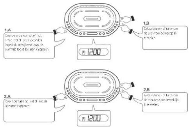 MT Logic CL506MTB - Het alarm en de wektijd instellen (zie afbeeldingen hieronder) - 2