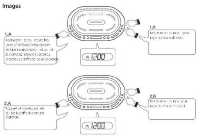 MT Logic CL506MTB - *Par exemple, si vous avez reglé l'heure du réveil sur 8: 30am, l'appareil commencerà a aug-menter légersément l'intensité lumineuse à partir de 8:10 a.m jusqu'àu niveau 20 (maximum).* - 1