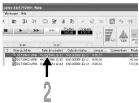 OLYMPUS DS71 - Sélectionnez le fichier vocal. - 2