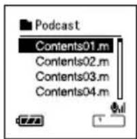 OLYMPUS DS71 - Lorsque l'enregistreur est arrêté, appuyez sur la touche Podcast pendant au moins une seconde. - 1