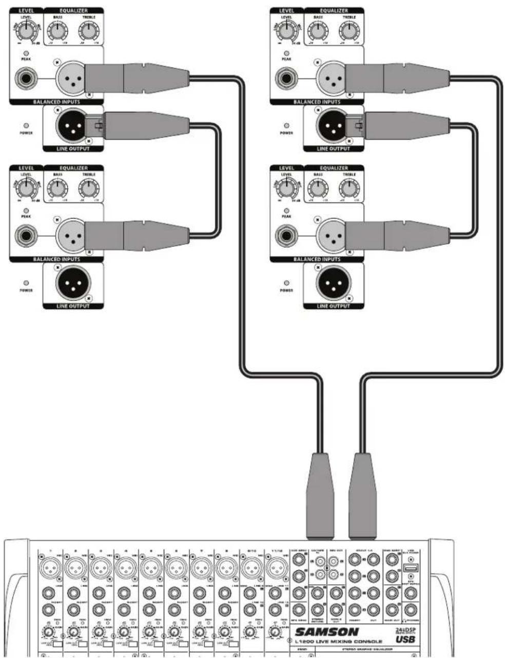 SAMSON Auro D208 - Linking Two Speakers Per Side - 1