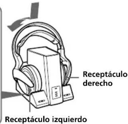 SONY MDRDS3000 - Coloque los auriculares en el procesador de modo que los pines de contacto encajen en los orificios de contacto del procesador y asegúrese de que se ilumine el indicator CHG. - 2