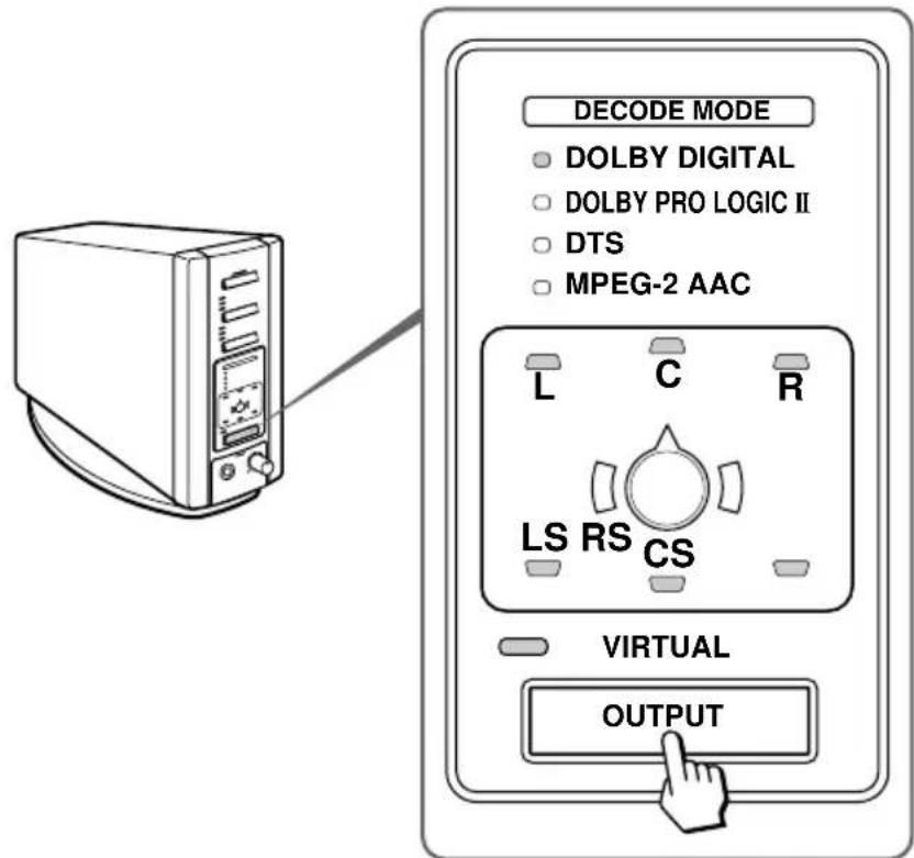 SONY MDRDS8000 - Appuyez plusieurs fois sur OUTPUT pour selectionner le mode de sortie (effet ambiophonique) (voir page 19). - 1