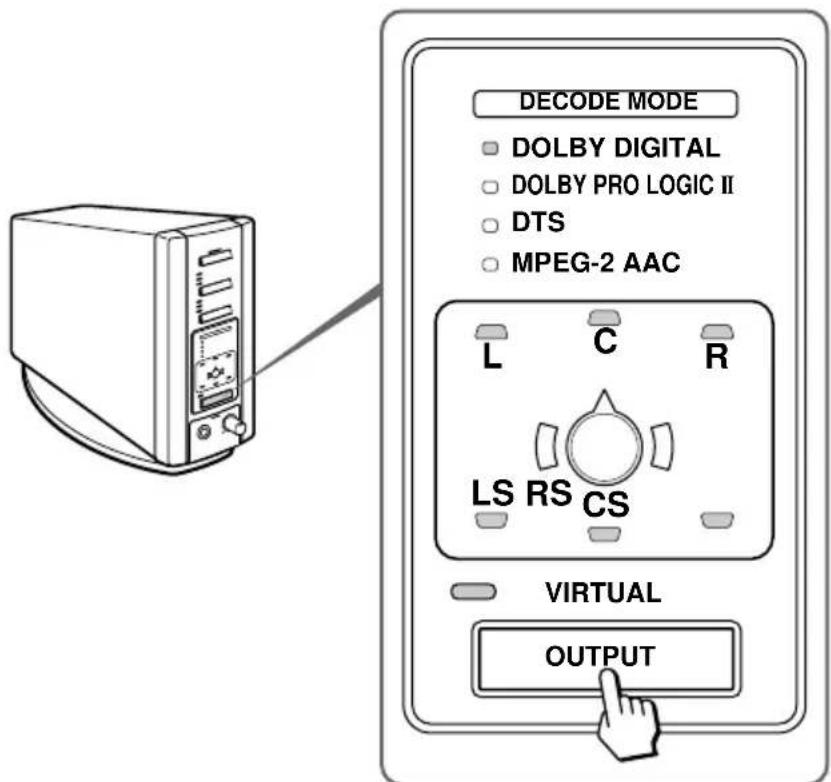 SONY MDRDS8000 - Press OUTPUT repeatedly to select the output mode (surround effect) (see page 19). - 1