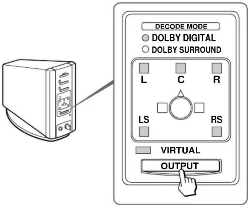 SONY MDRDS5000 - Press OUTPUT to select the output mode (surround effect). - 1