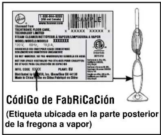 HOOVER TwinTank Steam Mop - CÓDIGO DE FABRICACION - 1